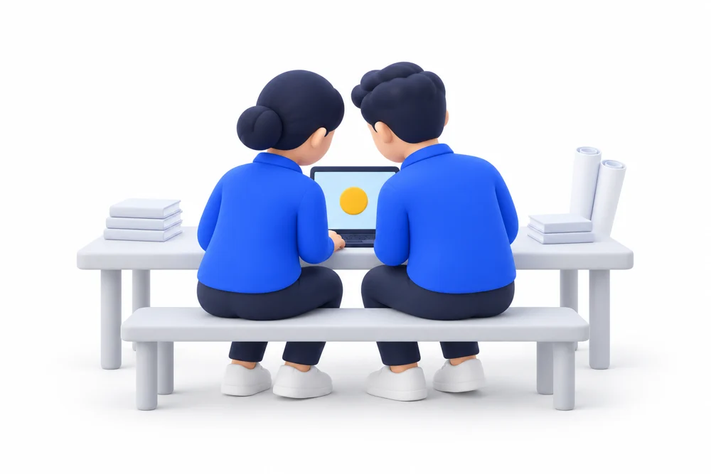 나란히 화면을 보는 두 사람