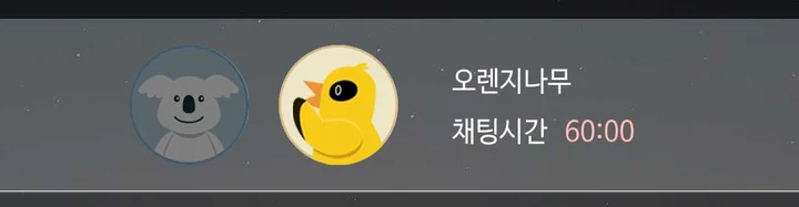 채팅 화면 위쪽의 채팅시간 60:00 표시